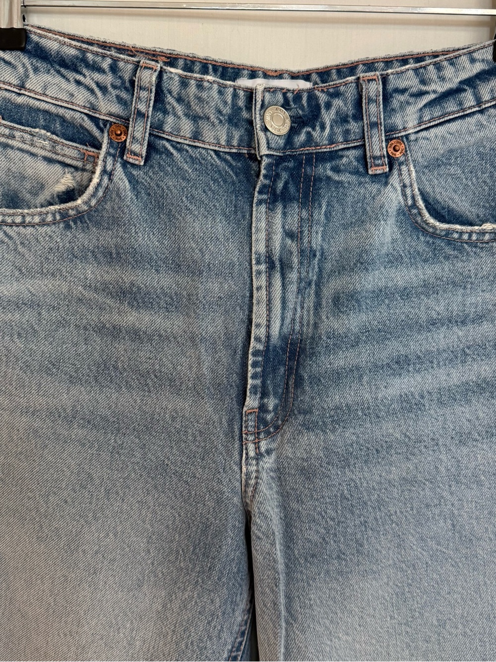 ZARA Light Blue Distressed Wide-Leg Jeans NWOT - Picture 6 of 10